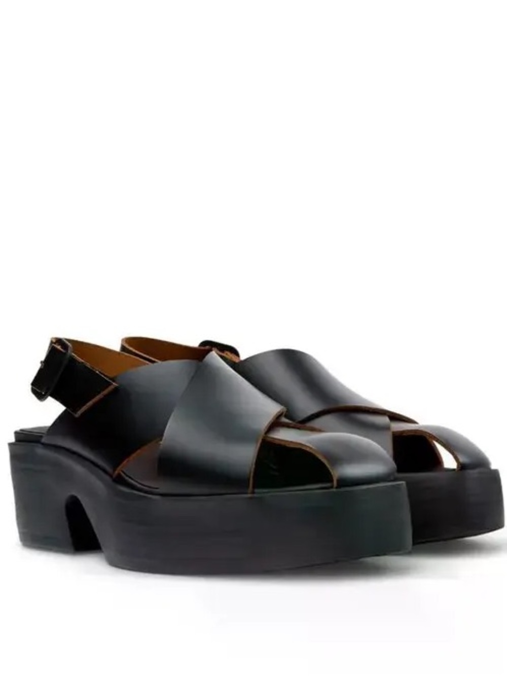 Camper Billie Black Asymmetrical Strappy Platform Sandals 40 US 10
